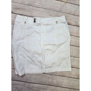 American Eagle Size 8 Woman's Skirt White‎ Canvas Pencil Button Zip Pockets